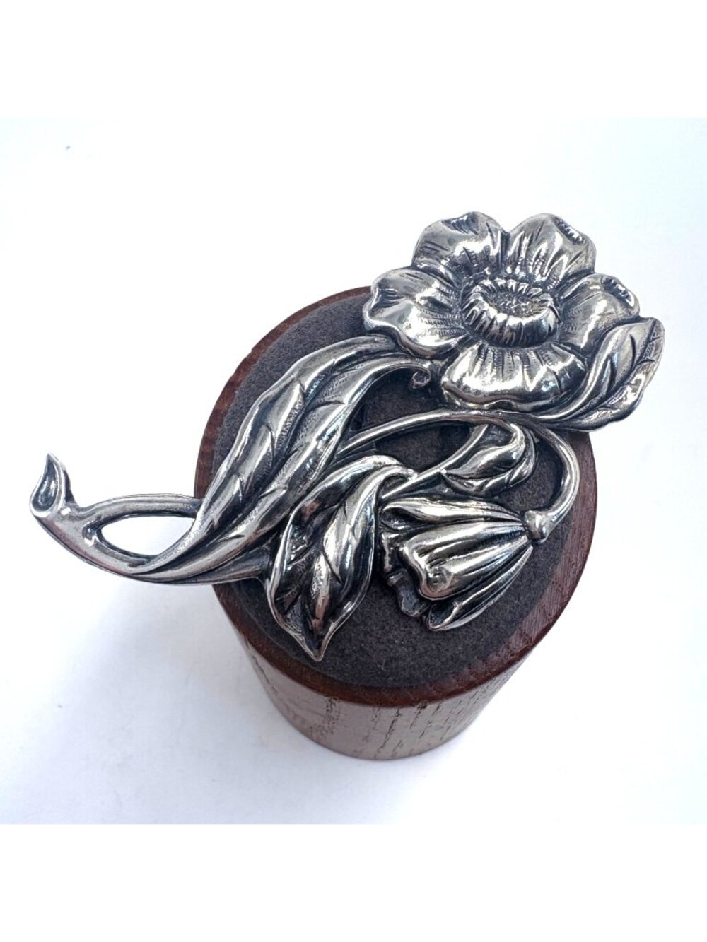 Danecraft Flower Ornate Floral Brooch Sterling Silver 925 Size 2.5" Length
